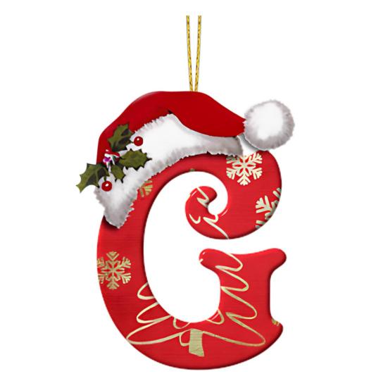 Рождественская буква подвеска акриловая 2D плоская буква подвесное украшение рождественская елка шапка Санта-Клауса буква