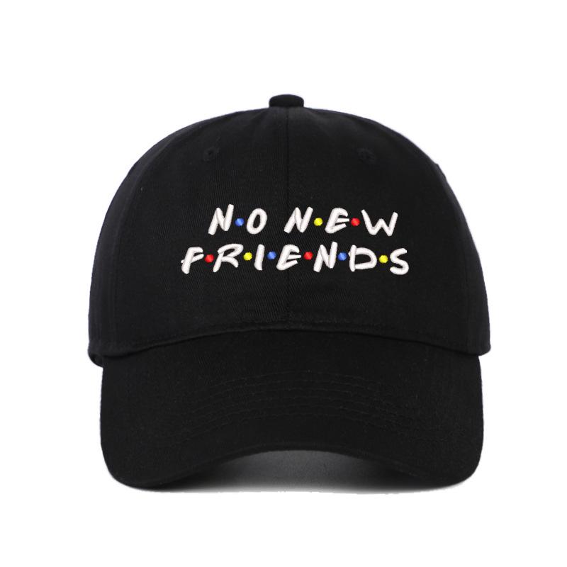 Унисекс Бейсболка в корейском стиле 'No New Friends' с вышивкой и козырьком