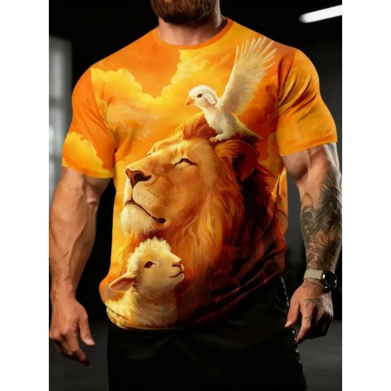 Мужская футболка с 3D-печатью, короткий рукав, круглый вырез, пуловер, повседневный топ