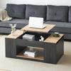 Coffee Table Open Compartment, Hidden Storage, Liftable Tabletop, Wood Sofa Table Side Table Apartment, Office, Grey & Light Brown