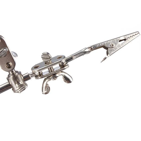 Инструмент «Третья рука» Паяльная подставка с 4-кратной увеличительной линзой для сварки, светодиодной подсветкой, регулируемый, 2 зажима «крокодил», вращение на 360 градусов