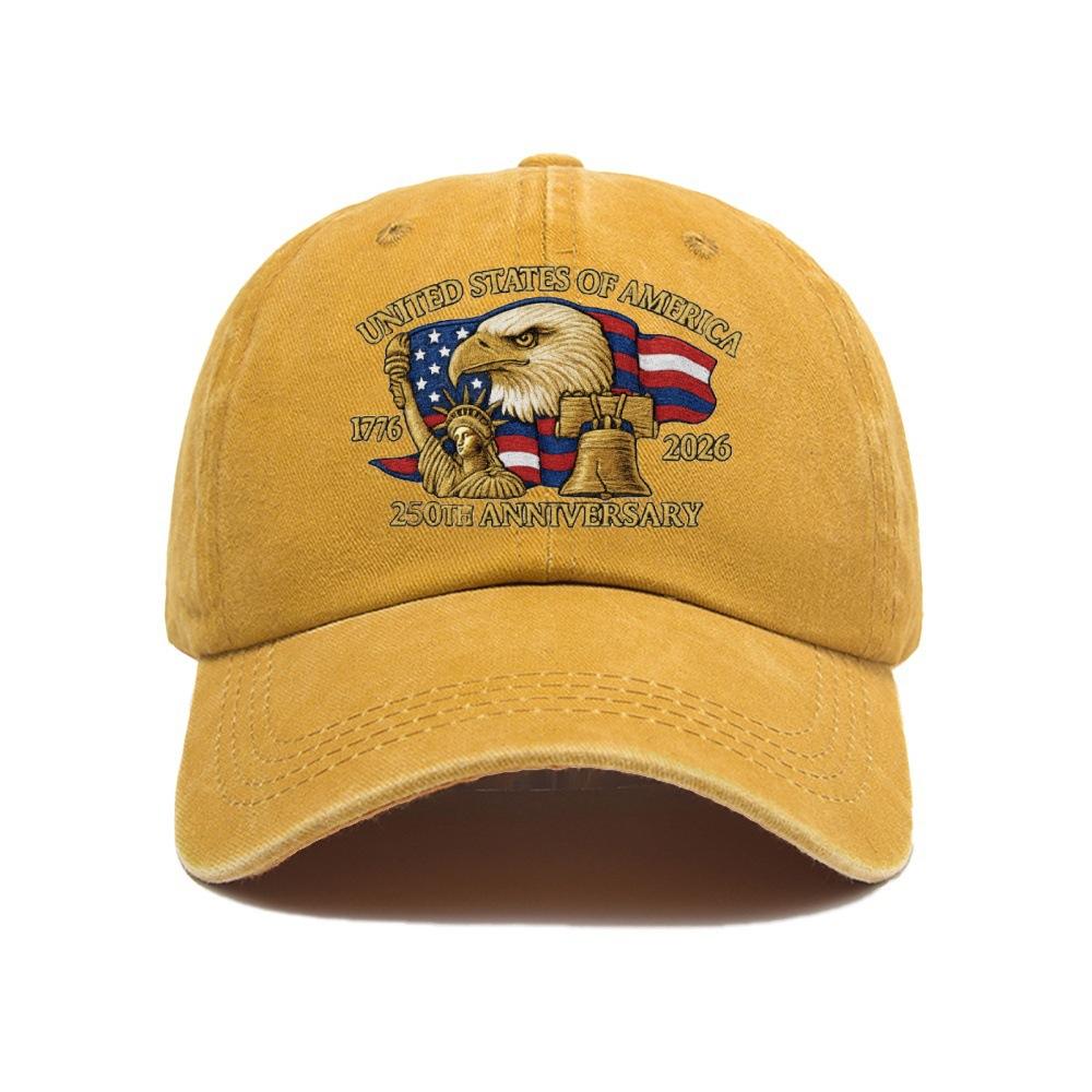 Hot-selling washed retro printed baseball cap American anniversary men's and women's caps Embroidery production log