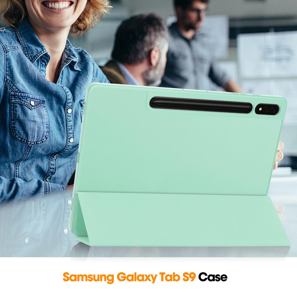 Чехол-подставка для Samsung Galaxy Tab S10+ из ударопоглощающей кожи, чехол для планшета с отделением для стилуса