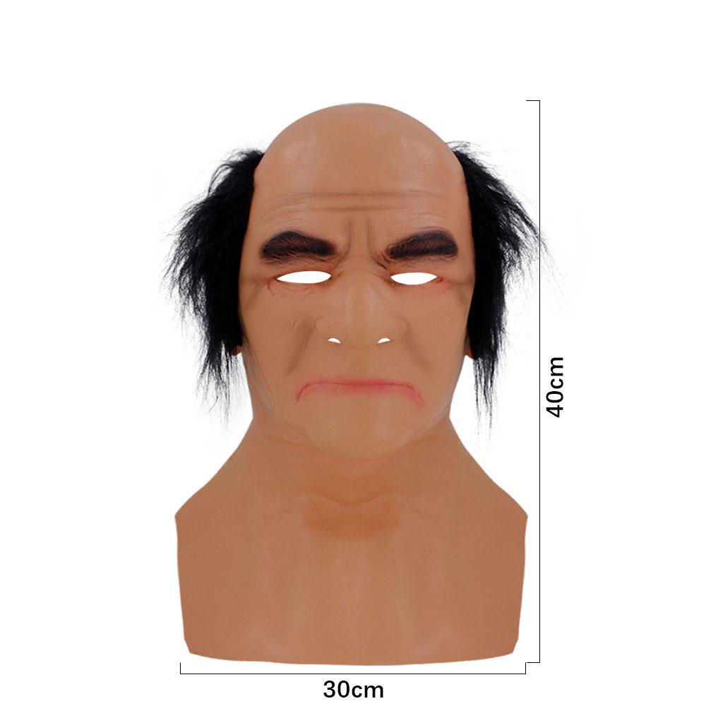 Bald middle-aged man's headgear, party latex mask