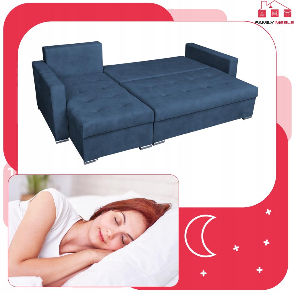 Varius Corner Sofa Bed with Sleeping Function Family Furniture Cornea Blue