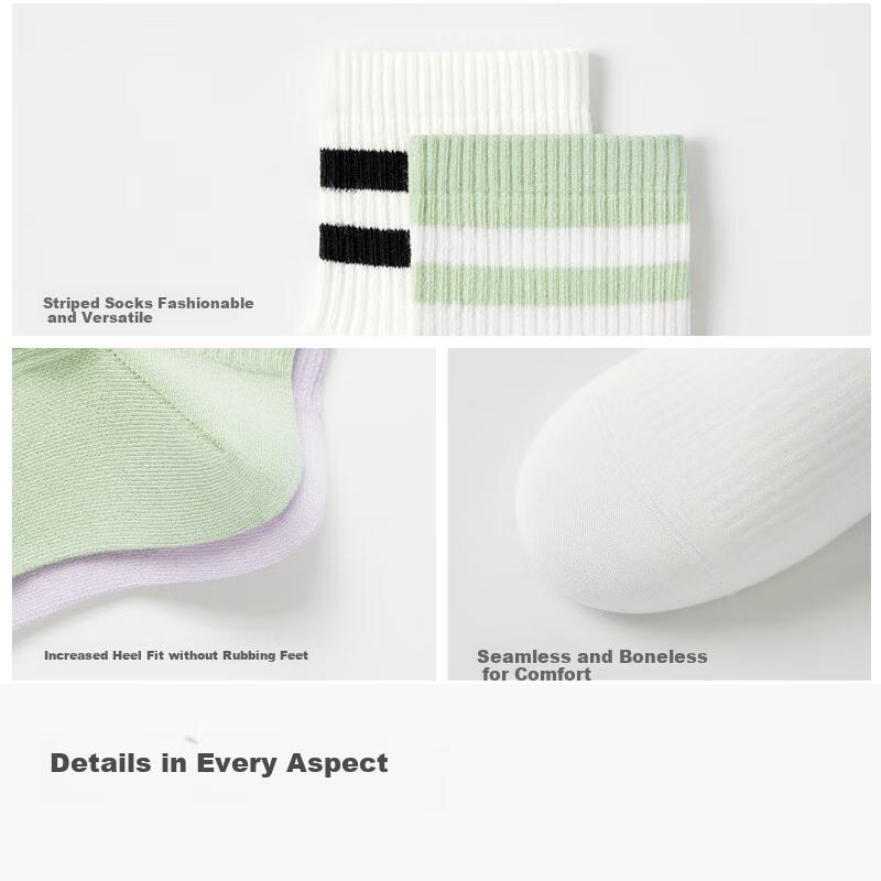 Women's Mid-Calf Sports Socks for Autumn And Winter, Sweat-Absorbing Cotton Socks, Socks, Odor-Resistant Breathable Trendy Socks, 5 Pairs