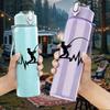 1PC Fishing Rod Heartbeat Line Art Print 750ml Color Plastic Sports Water Bottle Leakproof Flip Straw Lid Suitable for Sports Office Home Use