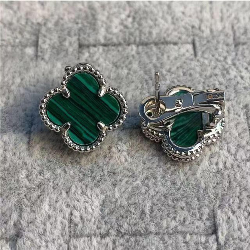 Серьги Four Leaf Grass, легкие роскошные белые рябчики с красным агатом и малахитом, женские серьги-гвоздики