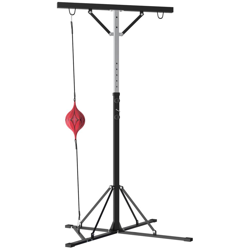 Punching Bag Stand, Height-Adjustable, with Speed Ball, Metal Frame, 160L x 145W x 175-220H cm, Black