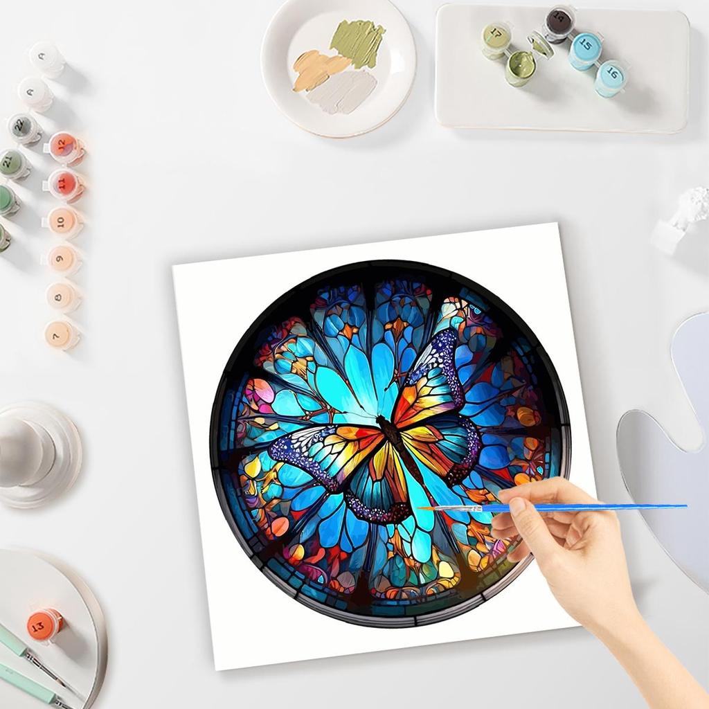 Frame Painting By Numbers Kits Butterfly Colorful Picture With Numbers On Canvas Acrylic Paint With Brushes Kits For Diy Gift 40x40