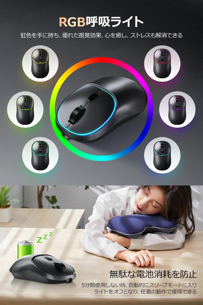 Беспроводная мышь Bluetooth Беспроводная мышь Переключение DPI Бесшумная мышь Симметричная модель Тонкая Высокочувствительная подсветка RGB с функцией дыхания Зарядка