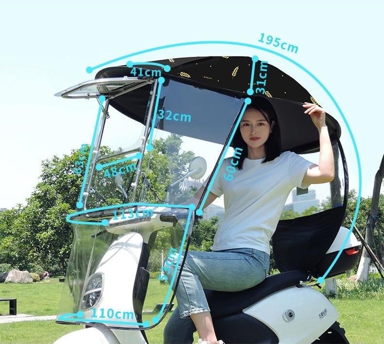 Electric Motorcycle Sunshade Cover, Waterproof Scooter Umbrella Mobility Rain Cover, Universal Electric Motorcycle Sunshade