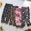 Осень Зима Принт Цветы Плотные Теплые Детские Малышовые Детские Леггинсы Детские Штаны