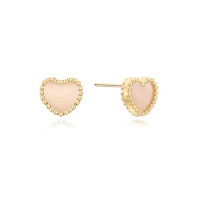 Серьги-пусеты Lorette Heart из 14-каратного золота с розовым перламутром LPFN4220G