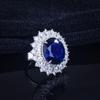 BELLA BOX Роскошное кольцо Heavy Industry Oval Royal Sapphire Square Shaped Full Drill Ring, подходящее для женского свадебного банкета, ювелирных изделий высокого класса