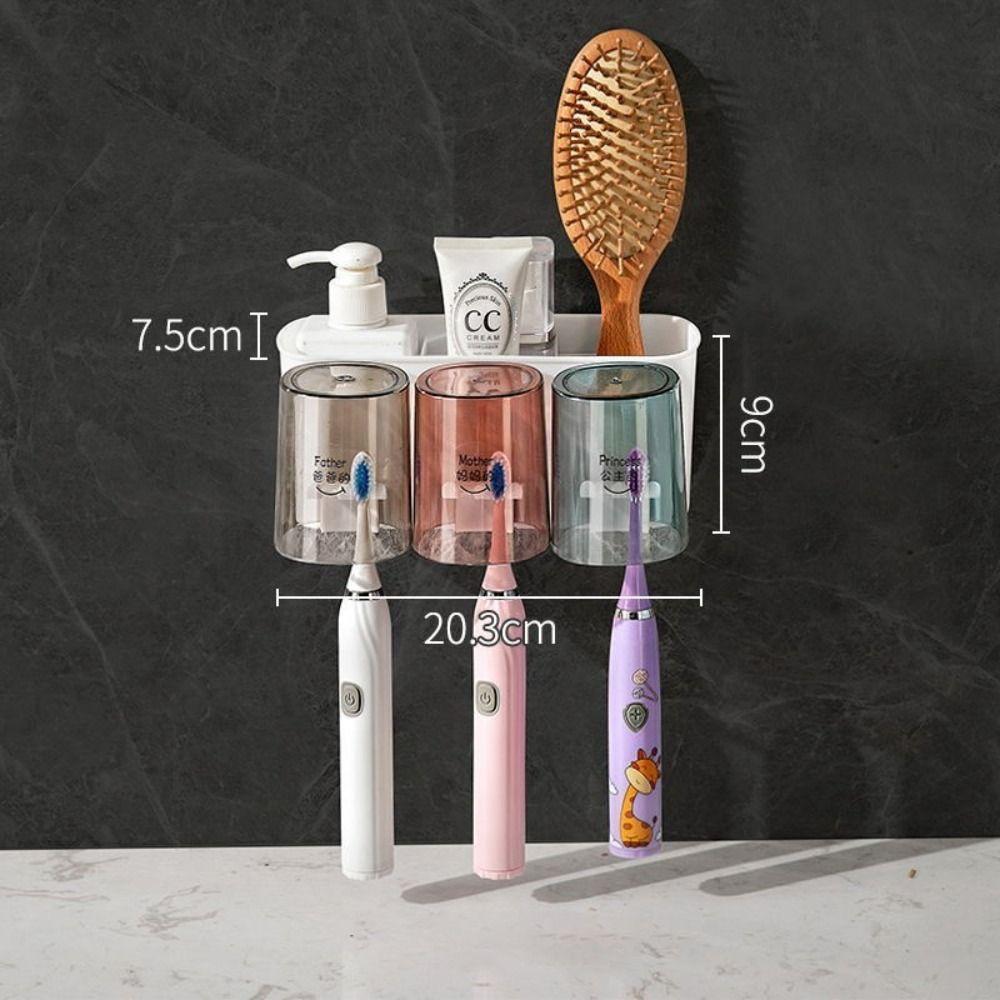 Wall Mount Mouthwash Cup Family Set Waterproof Toothbrush Holder Creative Mouthwash Cup Holder