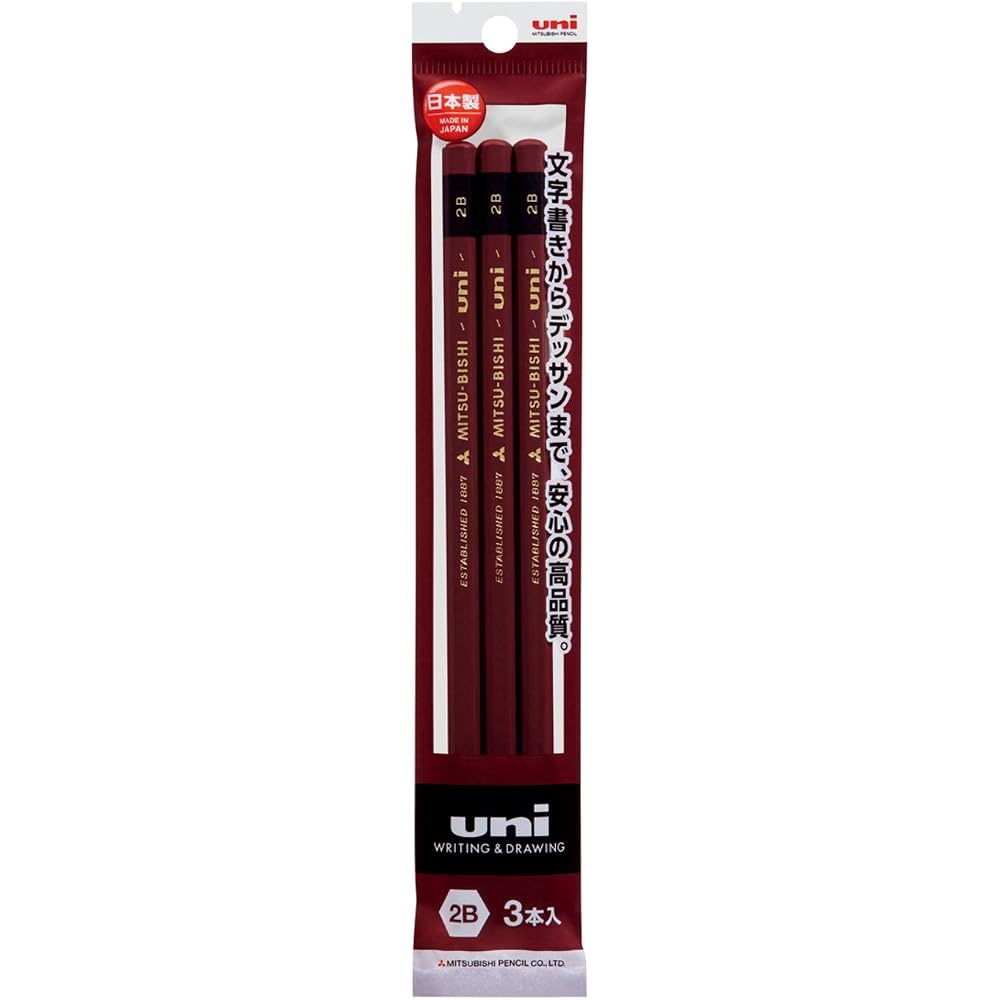 Mitsubishi Pencil Карандаши Uni 2B, 3 шт., Принадлежности для письма
