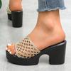 Fashion 2025 New Summer Hollow Out Mesh Wedge Sandals Women Peep Toe Chunky Platform Slippers Woman Non Slip Thick Bottom Outdoor Slides