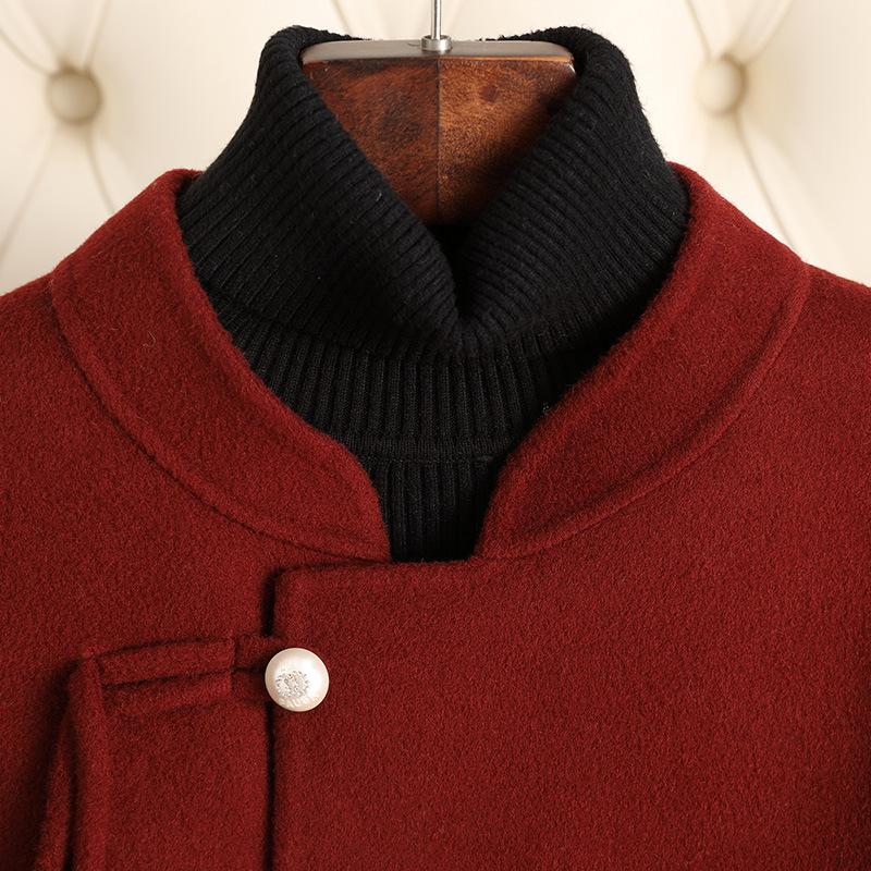 Осенне-зимнее новое двухстороннее шерстяное пальто женское высокого класса новое китайское короткое маленькое шерстяное пальто в национальном стиле оптом