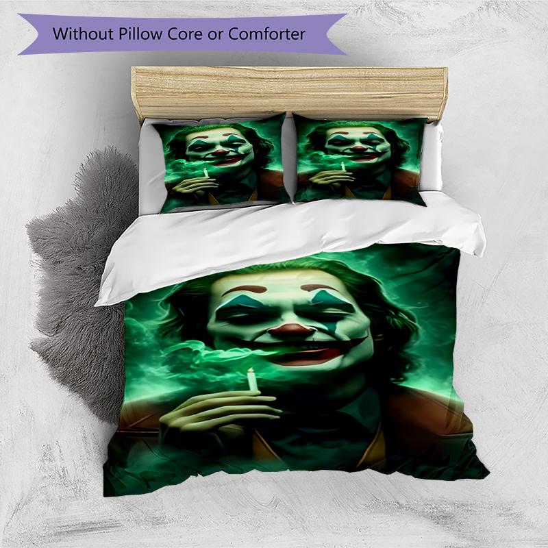 3pcs Joker character pattern bedding set duvet cover set includes duvet cover &pillowcases, perfect all season bedroom decoration & gift
