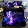 Фиолетовая бабочка Набор пододеяльника Великолепный постельный комплект Набор стеганого одеяла Набор из трех предметов