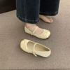 Mary Jane Shoes 2025 New Spring Soft Leather Shallow Mouth Niche Single Shoes Women's Soft Sole with Fairy Style Grandma Shoes