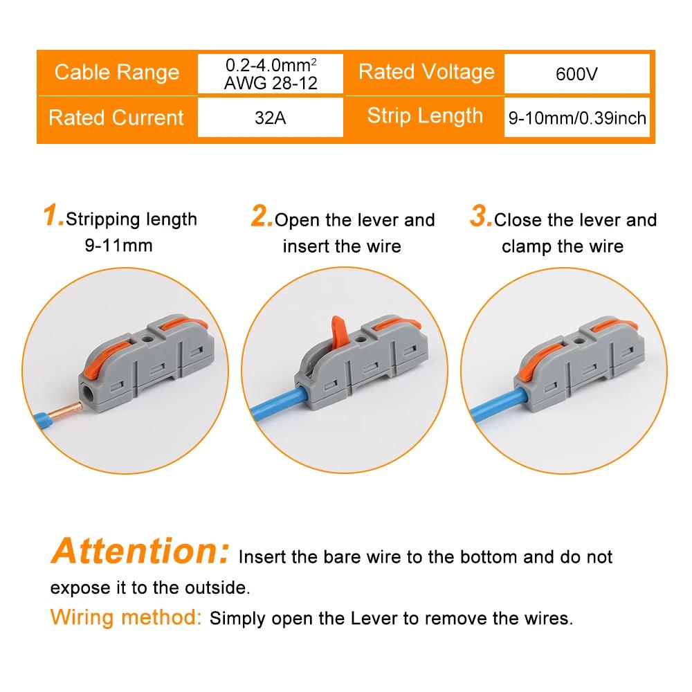 20/34/50PCS Lever Wire Connectors, 1 to 1 Inline Assemblable Wire Connector, Electrical Connectors Wire Terminals