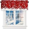 Christmas Window Valance With Rod Pocket Snowman Design Kitchen Short Curtain Festive Decor