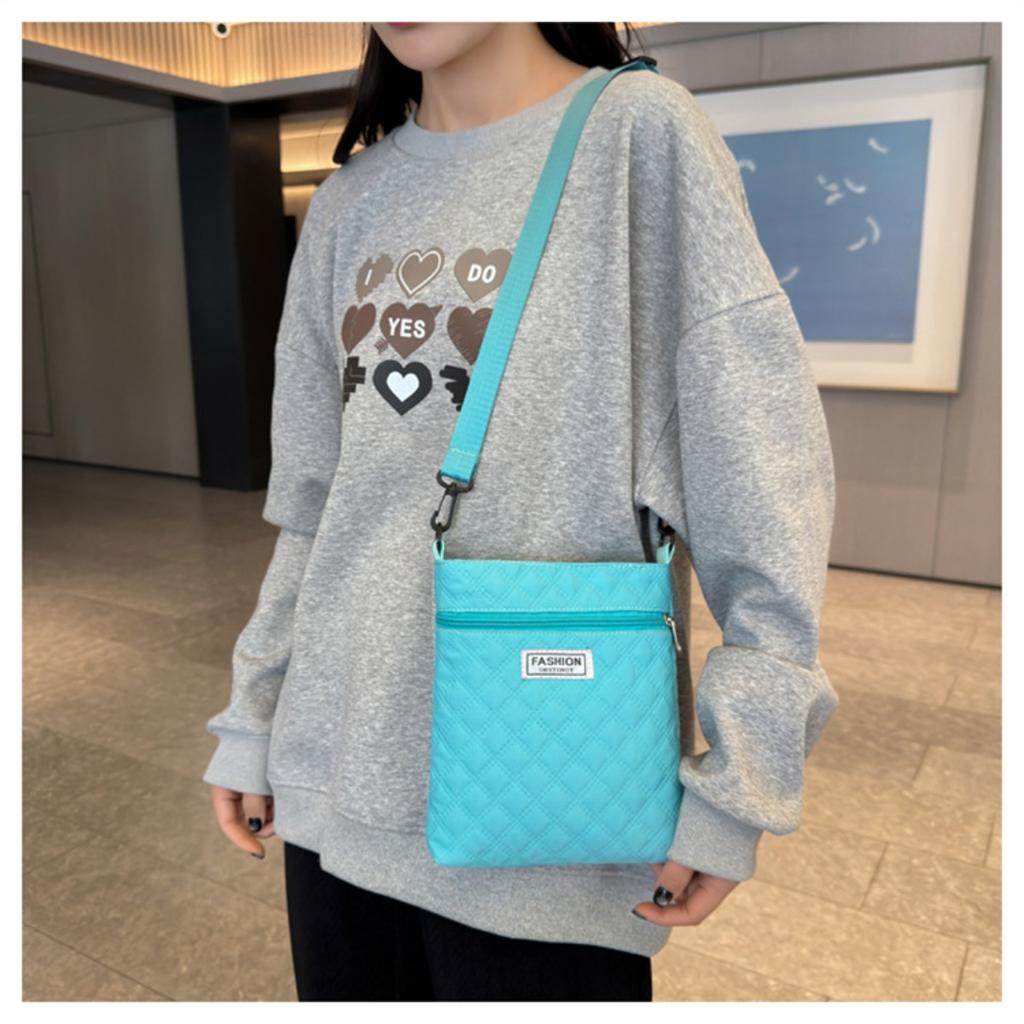 Простая однотонная сумка кроссбоди с ромбовидной сеткой для женщин, повседневная наплечная сумка, легкая и универсальная маленькая квадратная сумка кроссбоди