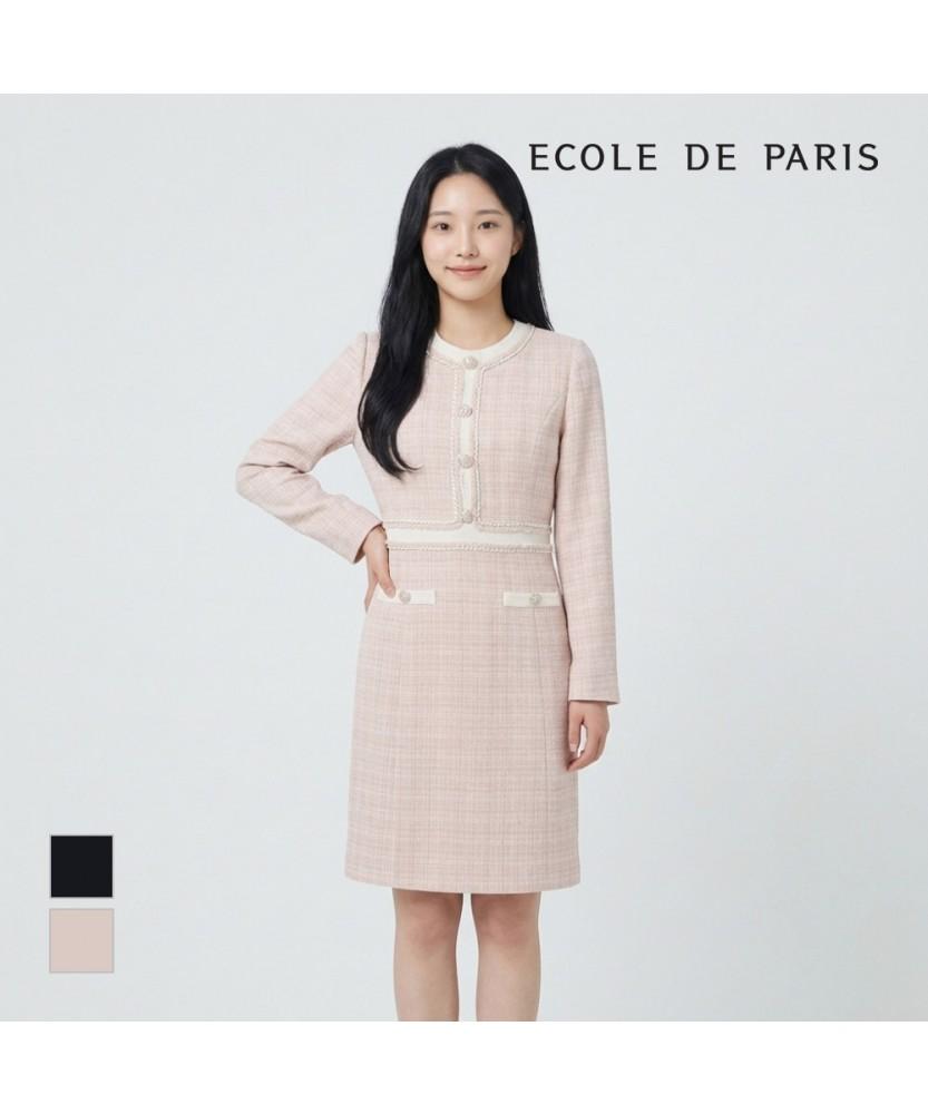 ECOLEDEPARIS Круглый вырез Твидовое платье_Rb32Woae06Z