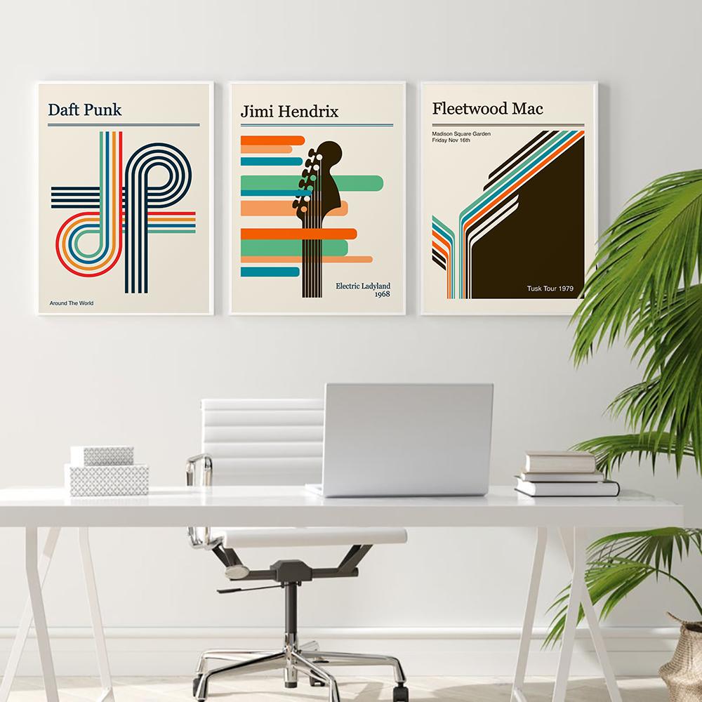 Винтажный постер панк-группы, абстрактное минималистское искусство, эстамп, говорящая голова, портрет, холст, живопись, геометрическая музыка