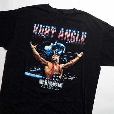 Мужская футболка для рестлинга Kurt Angle Черная Унисекс Все Размеры JJ4444