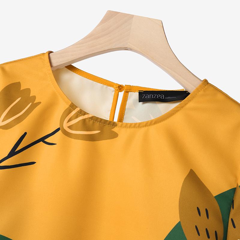 ZANZEA Women Print Blouse and Pants Casual Two Piece Set