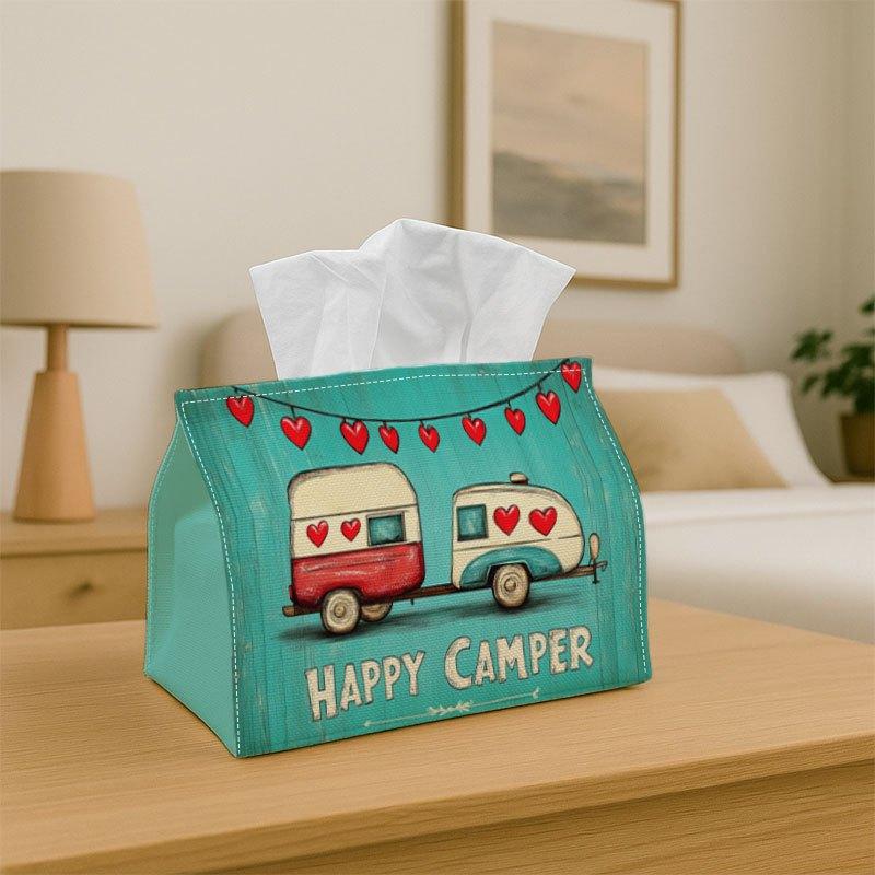 1pc Camper Van Tissue Box- Cute RV& Camper Van Design Tissue Dispenser, Washable Polyester Tissue Holder, Car, RV, Party Decor- Reusable Tissue Holder