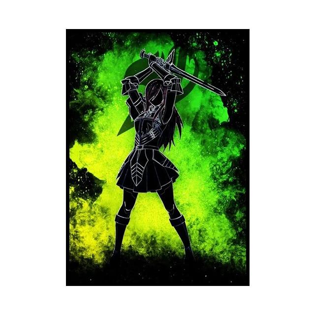 Японское аниме-персонаж, украшение, фреска, плакат «Хвост феи», холст, живопись и настенные художественные принты для детской комнаты для современного домашнего декора, без рамки