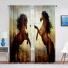Running Battle Brown Horses Animal Chiffon Sheer Curtains for Living Room Bedroom Decoration Window Voiles Tulle Curtain Drapes