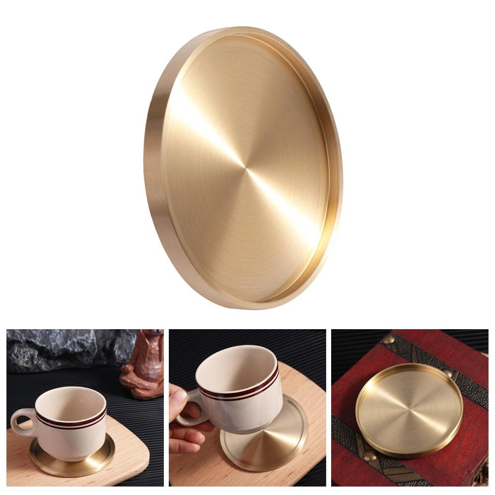 Heat Resistant Copper Cup Coasters Metal Cup Mats Table Holder Cup Tray Drinking Bar