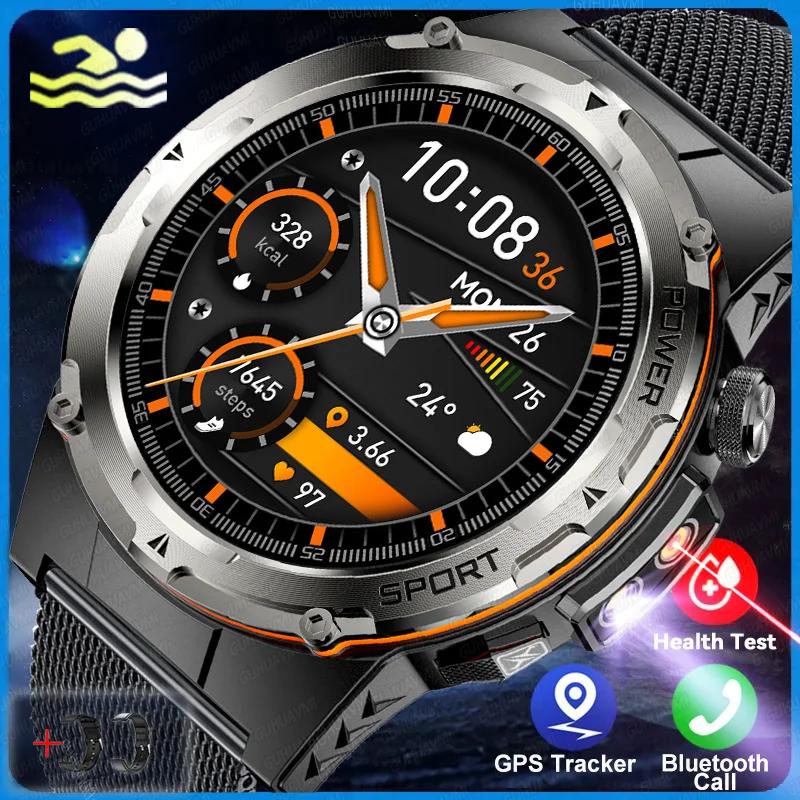 Новые Военные GPS Умные Часы Мужские 3ATM Водонепроницаемые 24/7 Здоровье 100+ Спортивных Режимов Встроенный NFC BT Звонок Умные Часы
