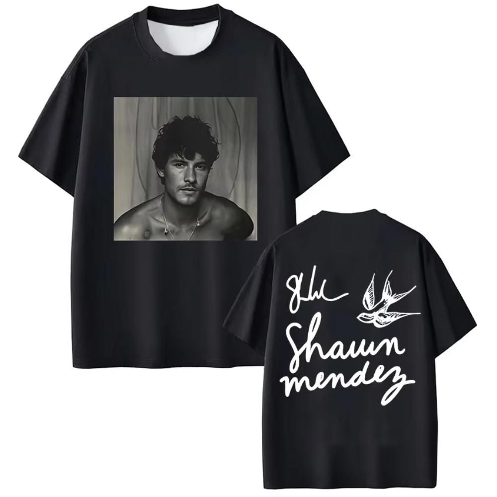 Rapper Singer Shawn Mendes On The Road Again Tour 2025 Album Merch T Shirt Men Fashion Oversized Short Sleeve T-shirt Streetwear