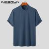 Summer Men High Neck Short Sleeve Basics T Shirts Slim Fit Solid Color Comfy Casual Loose Undershirts Tee Tops Plus Size