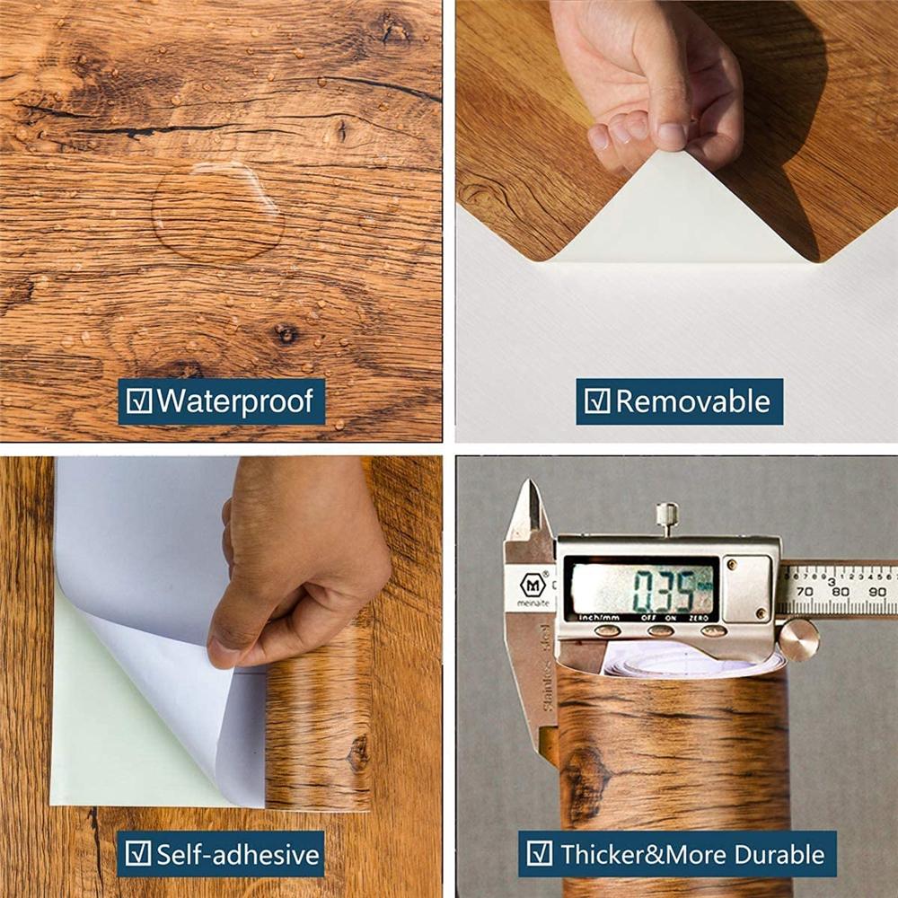 Водонепроницаемые самоклеящиеся обои из ПВХ для стен в рулонах, виниловая декоративная пленка для мебельных шкафов, наклейки с текстурой дерева для домашнего декора
