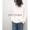 MD Spring and Summer Women's Clothing French Style Young Minimalist Asymmetric Hem Cotton Blend Long Sleeves Shirt 5135835