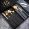 2/4Pcs Fashion Tableware Sets Dinnerware Portable Black Gold Stainless Steel Spoon Fork Steak Knife Set Travel Cutlery