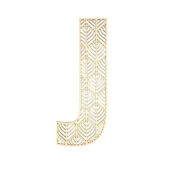 Grande lettre en bois - J - Bois - Ajouré - A décorer - 24 cm - Loisirs créatifs