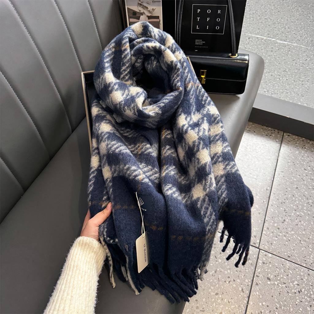 Женская утолщенная теплая шаль осень-зима клетчатая шейная шаль для мужчин и женщин шарф роскошная одежда женский кашемировый дизайнерский шарф Bufandas