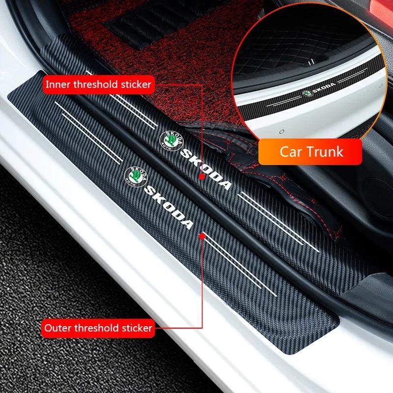 wzvbd3 Car Exterior Door Threshold Sticker for Skoda Octavia A7 Tour Superb Kamiq Rapid Kodiaq Fabia 2 Yeti Karoq Kodiak Bumper Strip