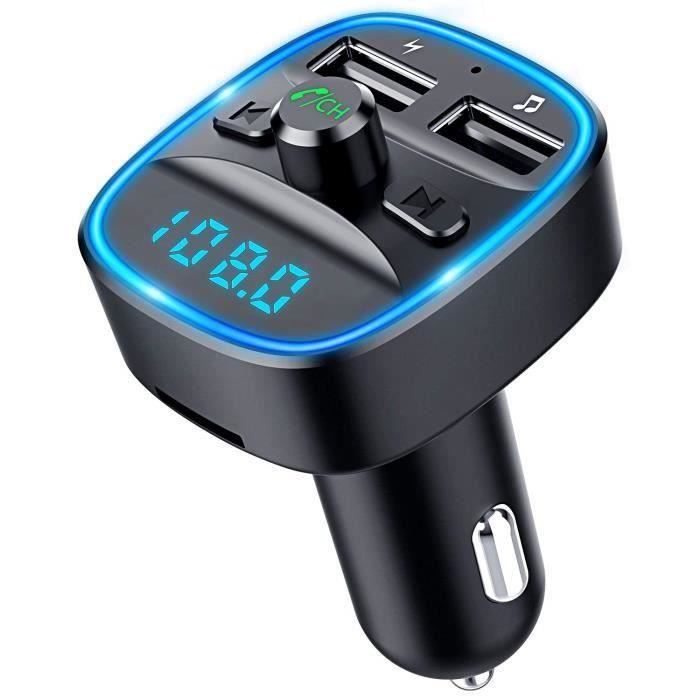 Transmetteur FM Bluetooth, Bluetooth Lecteur MP3 Adaptateur Radio sans Fil Kit Émetteur FM Voiture Chargeur (Noir)
