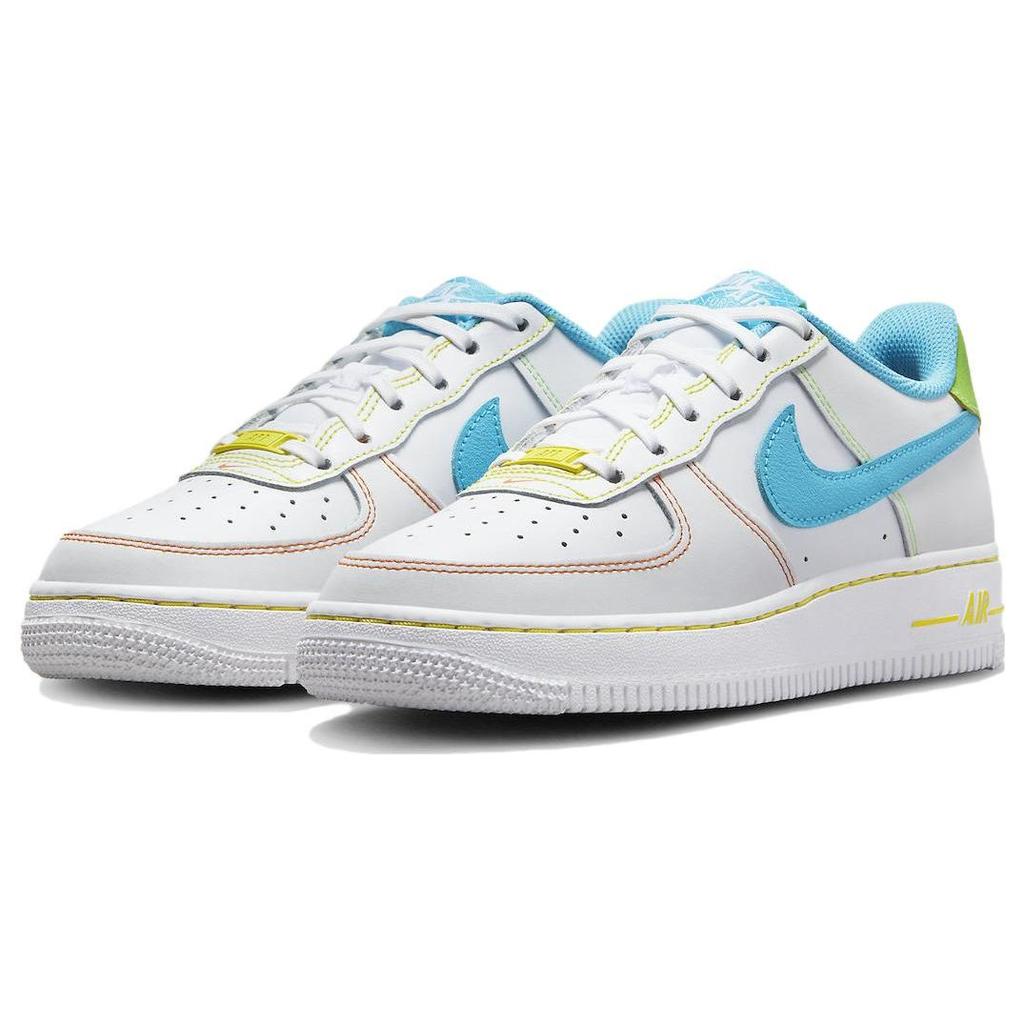 Nike Кроссовки Air Force 1 Low GS Rainbow Stitch для детей Белый Активно-зеленый Опти-желтый FJ4614-100