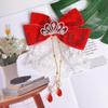Tassel Red Bow Hair Clip Lion Embroidered Bow Headwear Children's Chinese Hairpin  Decoration