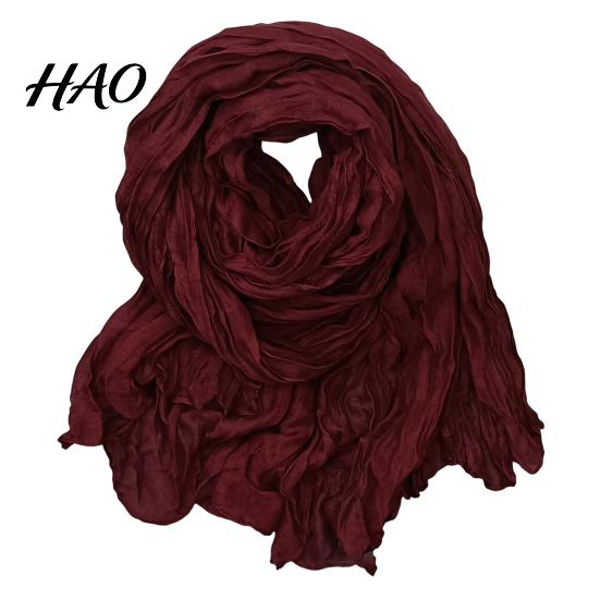 Unisex Scarf Women Solid Color Pleated Long Retro Autumn Vintage Inspired Winter Warm Soft Accessory